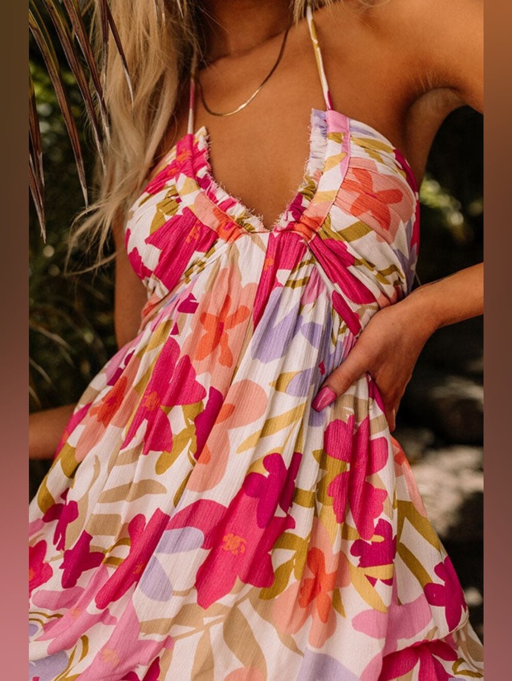Multi Colored Floral Maxi Dress With Side Split - Picture 5 of 5